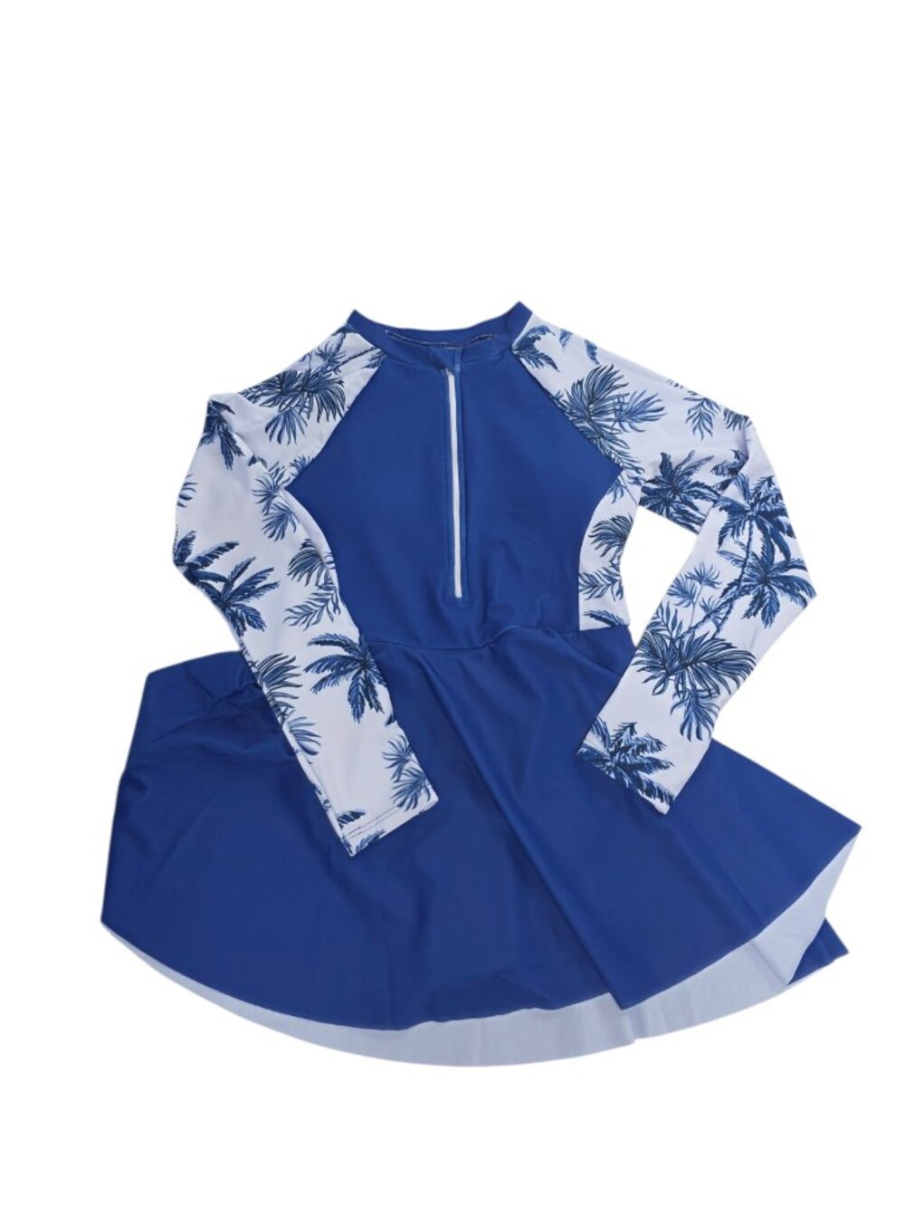 Shein Girl's One Piece Swimsuit Dress, Rash Guard, Zip Up, Size 11Y